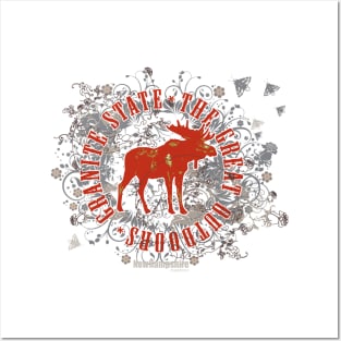 NH Moose Medallion (Red) Posters and Art